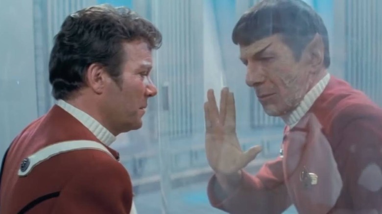 Spock giving Kirk Vulcan salute