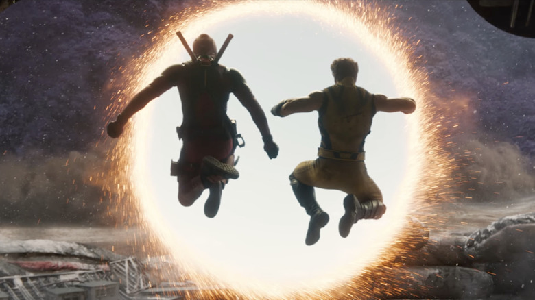 Deadpool Wolverine jumping time portal