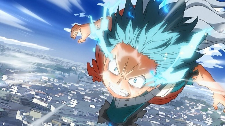 Deku is charged up and using Float