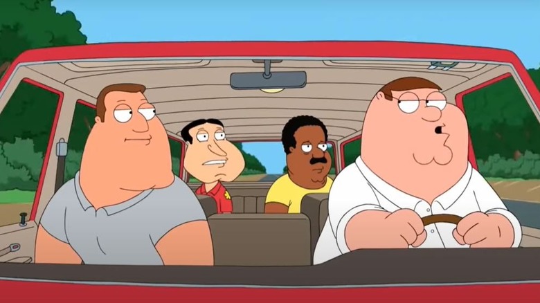 Peter and his friends driving