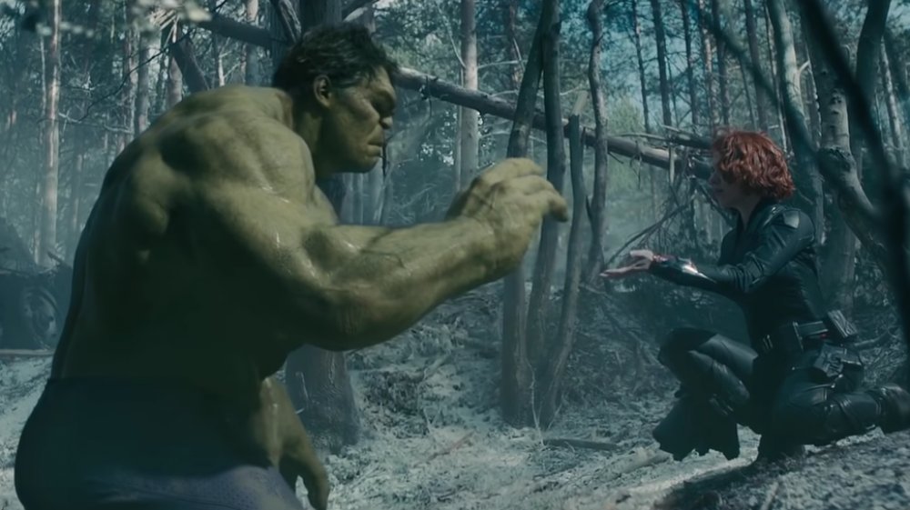 The Hulk and Black Widow in Avengers: Age of Ultron