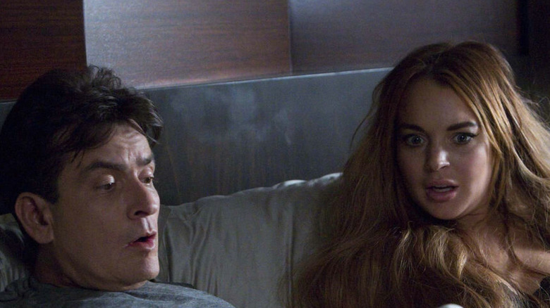 Lindsay Lohan and Charlie Sheen in bed