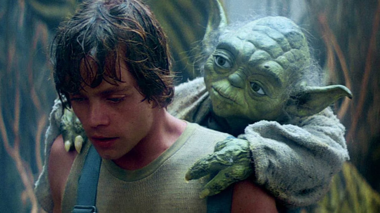 Yoda on Luke's back