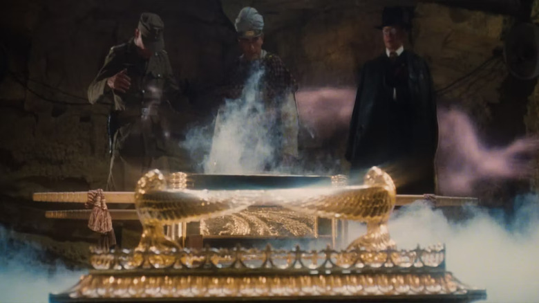 The ark of the covenant opening in smoke