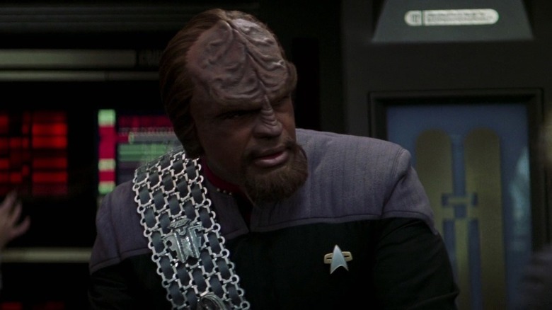 Worf looking stern