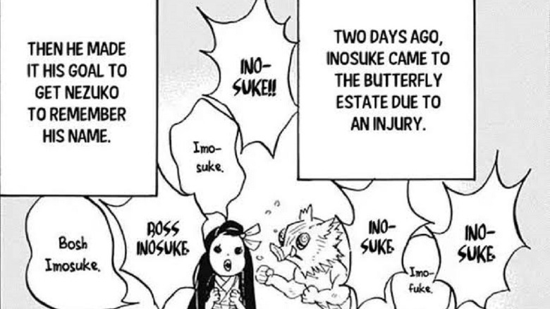 Nezuko trying to pronounce Inosuke's name