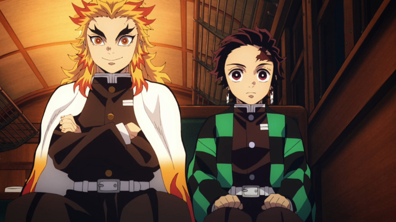 Rengoku and Tanjiro in Demon Slayer: Mugen Train