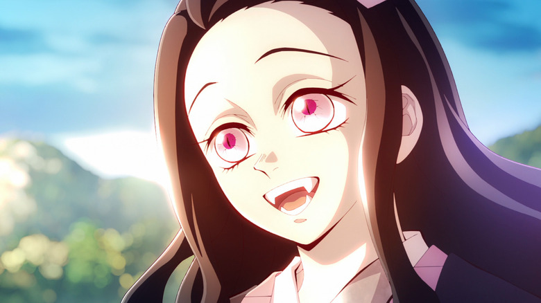 Nezuko smiles joyfully