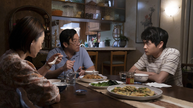Wang family eating dinner
