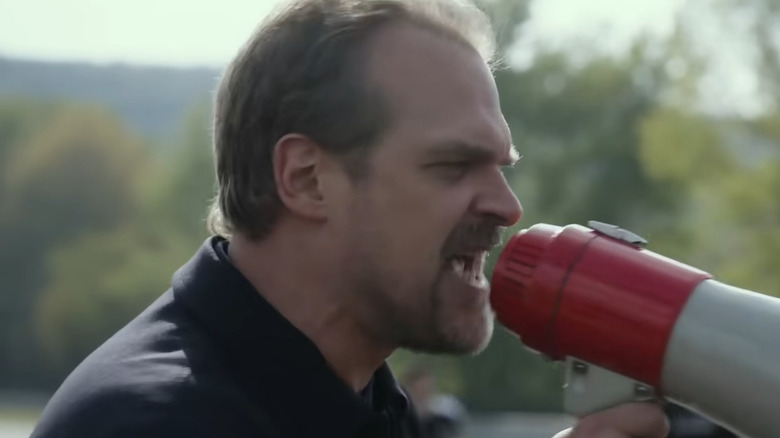 Jack shouting through a megaphone