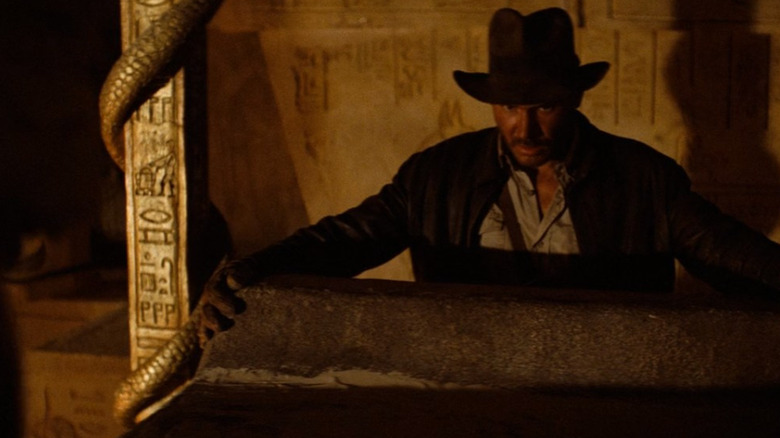 Indiana Jones opening the case of the ark