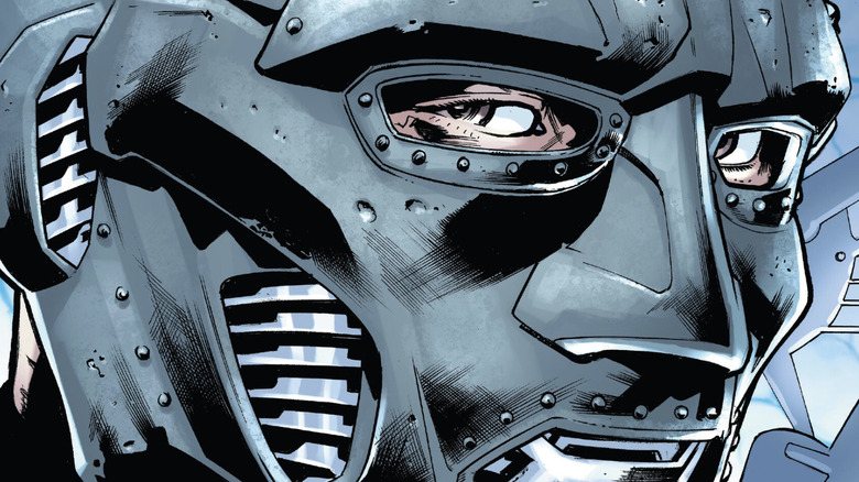 Reed Richards wearing Doctor Doom's mask