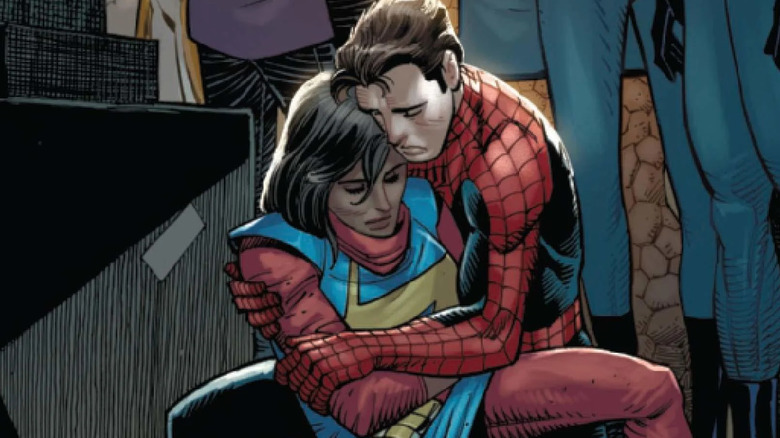 Spider-Man holds Kamala Khan