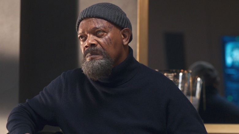 Nick Fury no eyepatch scars on face beanie