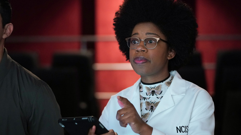 Diona Reasonover playing Kasie Hines on NCIS in lab coat