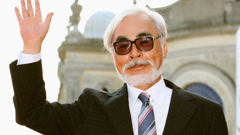 Hayao Miyazaki waving