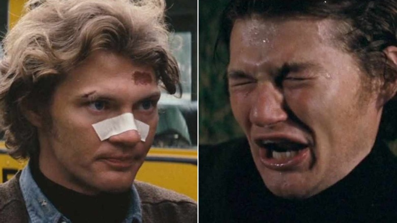 two faces of Andy Robinson in the film