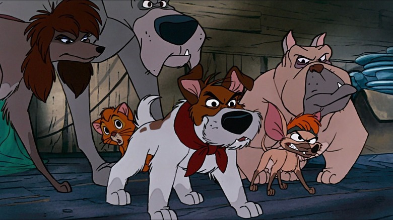 Dogs growling in Oliver & Company