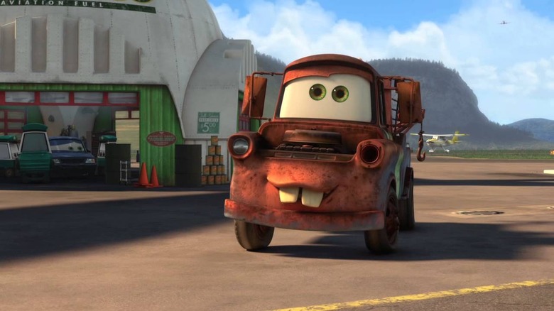 Mater watches planes in sky