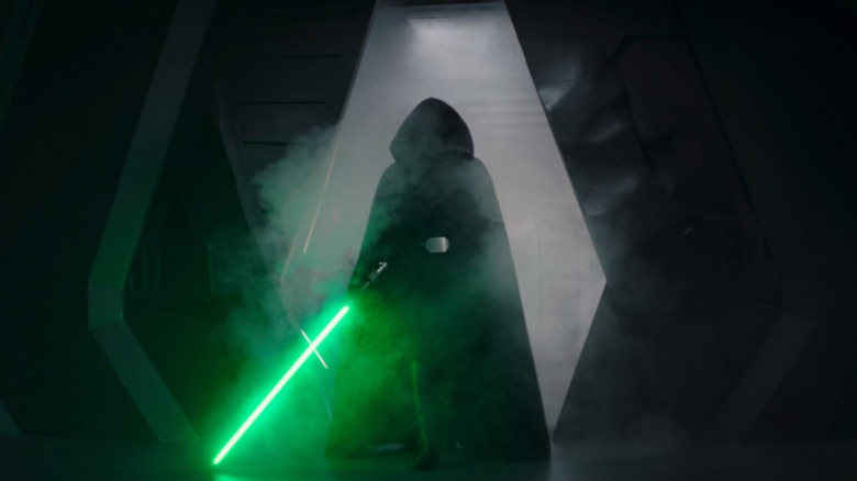 Luke Skywalker shrouded in smoke