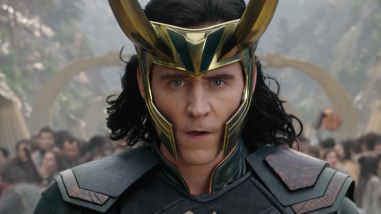 Loki in front of crowd crown