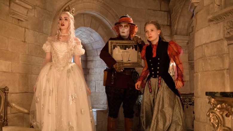 Alice, Mad Hatter, White Queen underground in "Alice Through the Looking Glass" (2016)