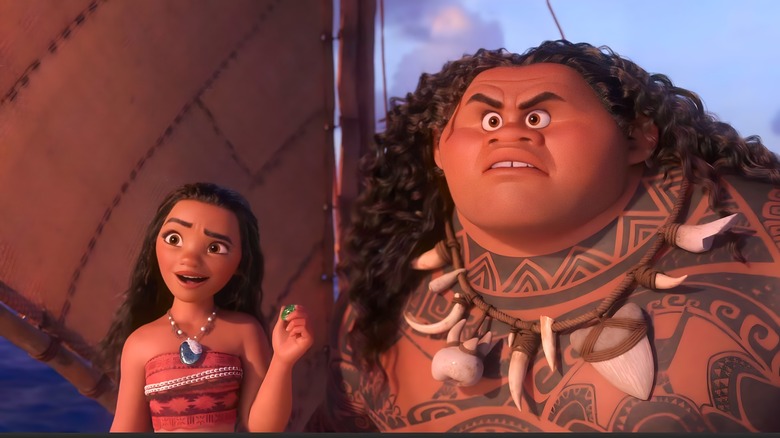 Moana and Maui standing together