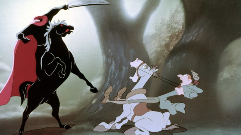 Ichabod runs from the Headless Horseman