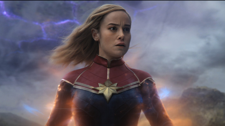 Captain Marvel flying shocked