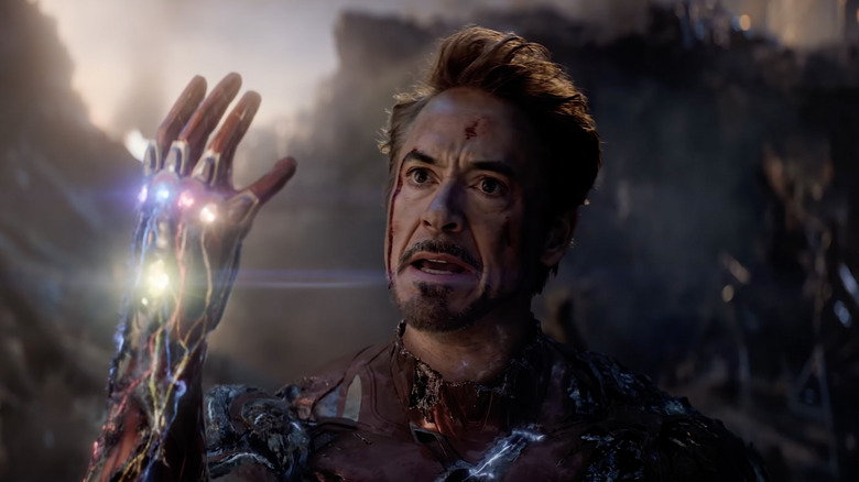 Tony Stark wearing infinity gauntlet