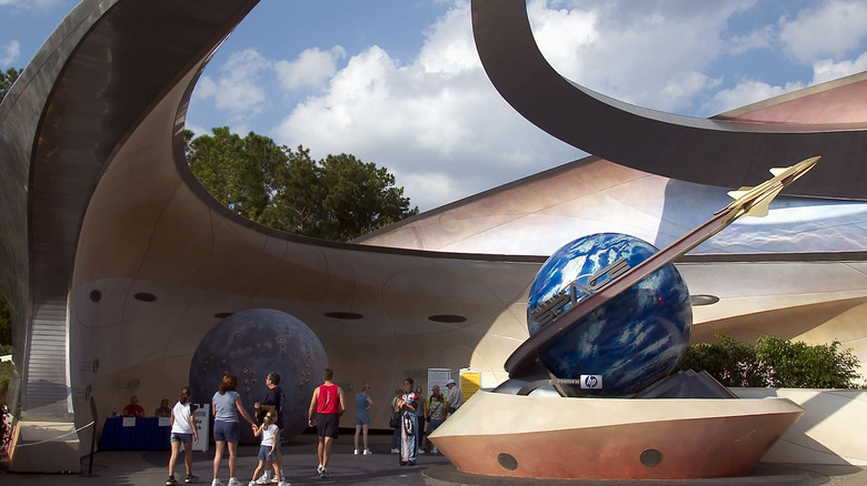 The exterior of Epcot's Mission: SPACE