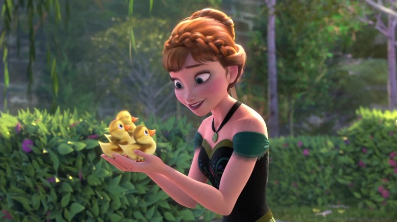 Princess Anna holding ducklings