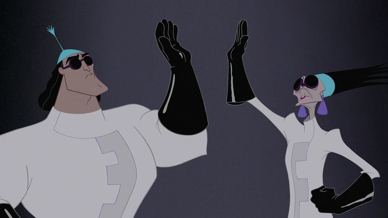 Yzma giving Kronk a high five