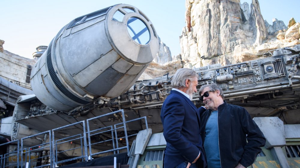 Mark Hamill and Harrison Ford at Star Wars: Galaxy's Edge