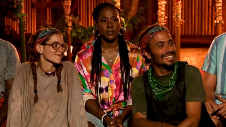 Kenzie Petty, Tiffany Ervin, and Ben Katzman sit together at the "Survivor" Season 46 reunion