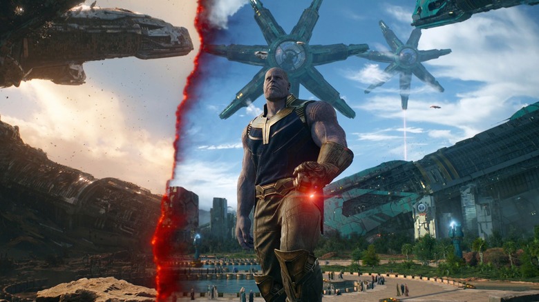 Thanos using Reality Stone on Titan