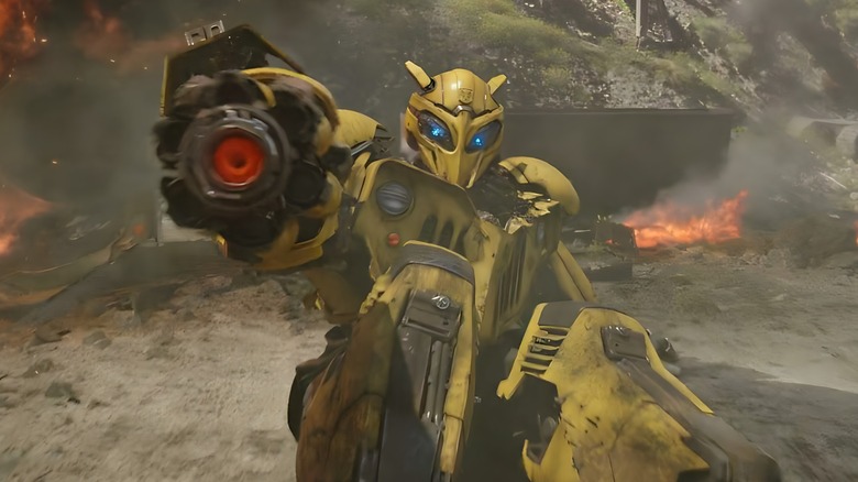 Bumblebee brandishing his cannon arm