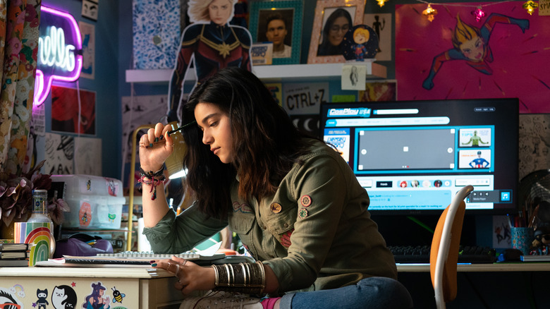 Kamala Khan does schoolwork