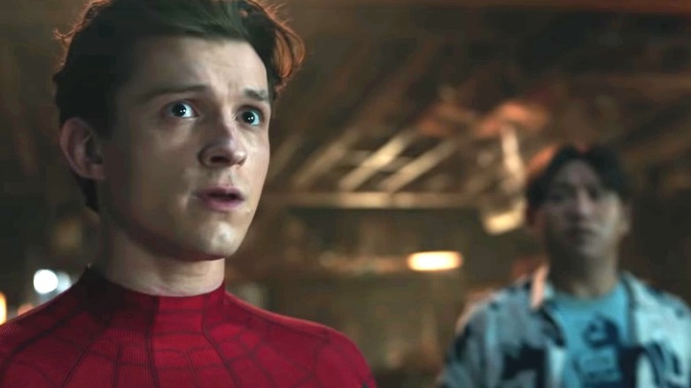 Tom Holland as Peter Parker and Jacob Batalan as Ned