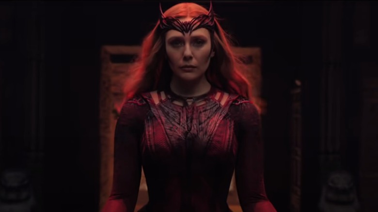 Wanda Maximoff sitting powerfully