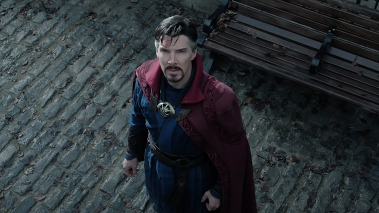 Benedict Cumberbatch looking up in Doctor Strange in the Multiverse of Madness