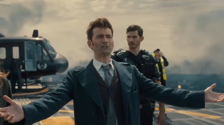 Tenth Doctor extending his arms