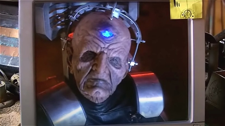 Davros appears on a TV 