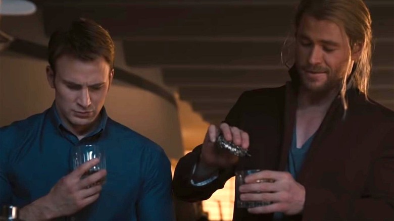 Captain America and Thor drinking alcohol