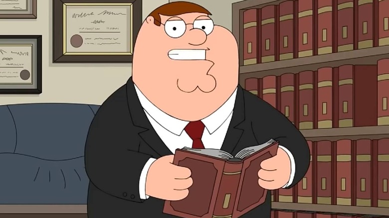 Peter Griffin holding a book