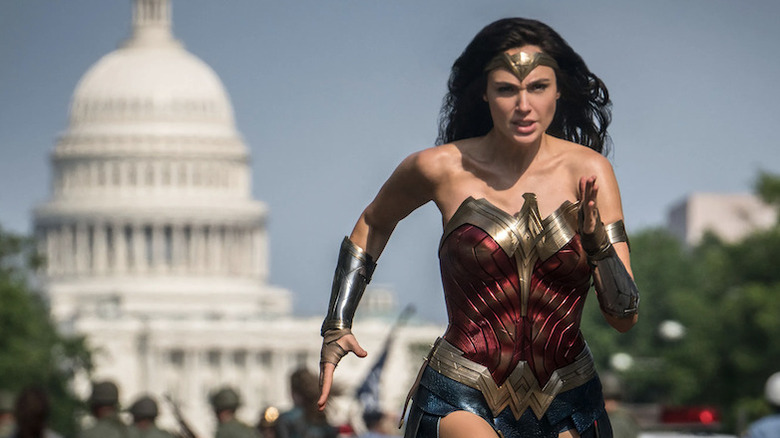 Wonder Woman running through Washington, D.C.