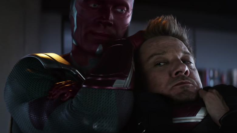 Hawkeye inspiring Wanda to help him fight Vision in "Captain America: Civil War"