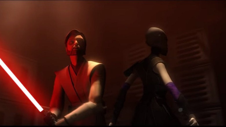 Obi-Wan fights with Ventress