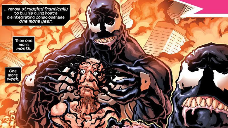 Venom separating from elderly Eddie Brock