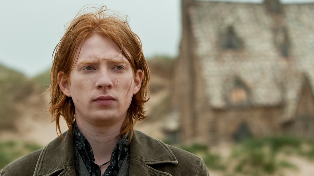 Bill Weasley in front of the burrow